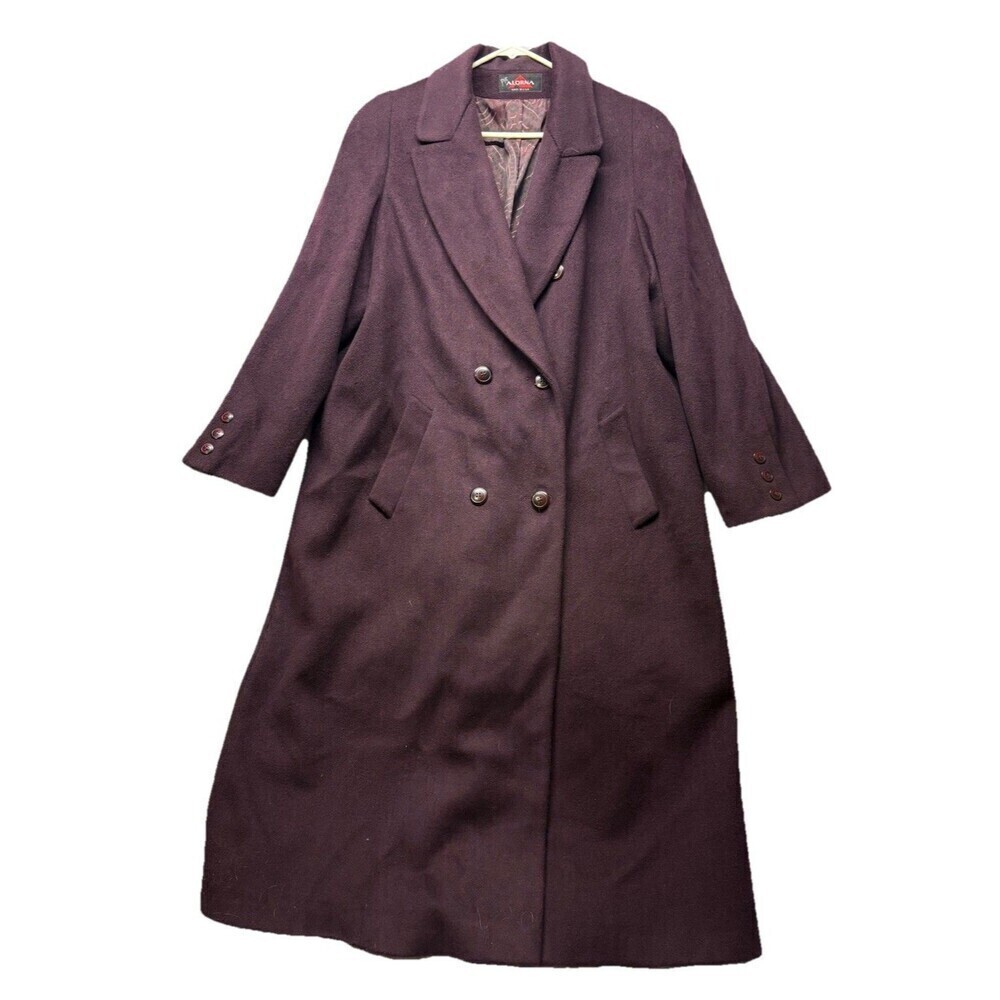 VTG ALORNA by Forstman Long Wool Blend Trench Coat Plum Purple USA Sz XL ?